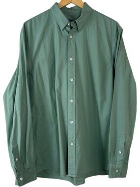 Club Monaco NEW Tea Lounge Button Up Shirt Women's Lrg Cotton Poplin Sage Green